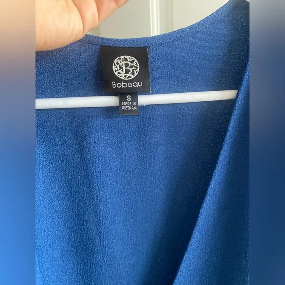 Nordstrom Bobeau Ink Blue Crepe Short Sleeve Wrap Mini Dress - Picture 7 of 9